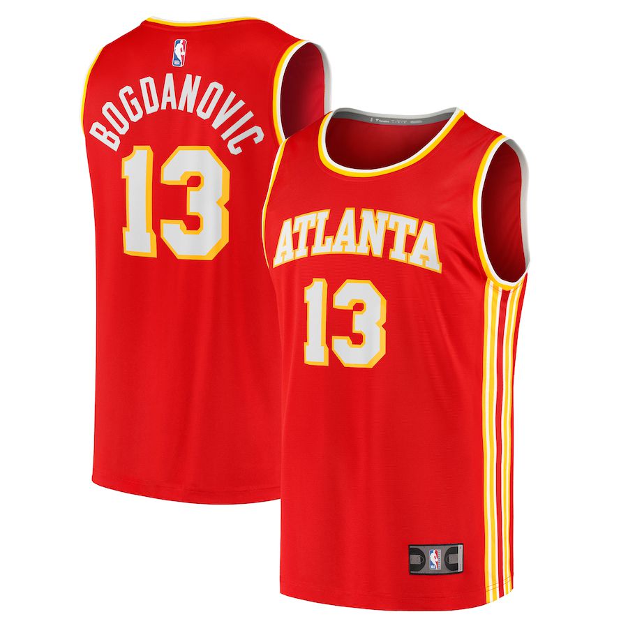 Men Atlanta Hawks #13 Bogdan Bogdanovic Fanatics Branded Red Icon Edition 2021-22 Fast Break Replica NBA Jersey